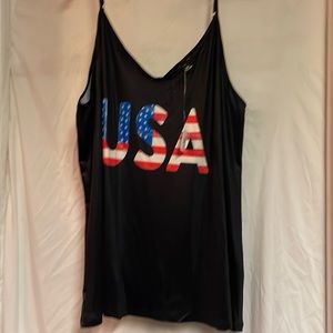 RoseGal Plus Size Patriotic American Flag USA Print Tank Top 3XL NWT!